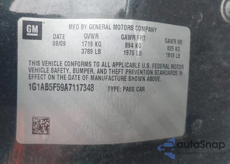 2010 Chevrolet Cobalt Ls from USA, damaged, VIN 1G1AB5F59A7117348